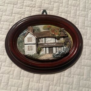 Vintage Oval Framed 3D Relief-English Cottage
